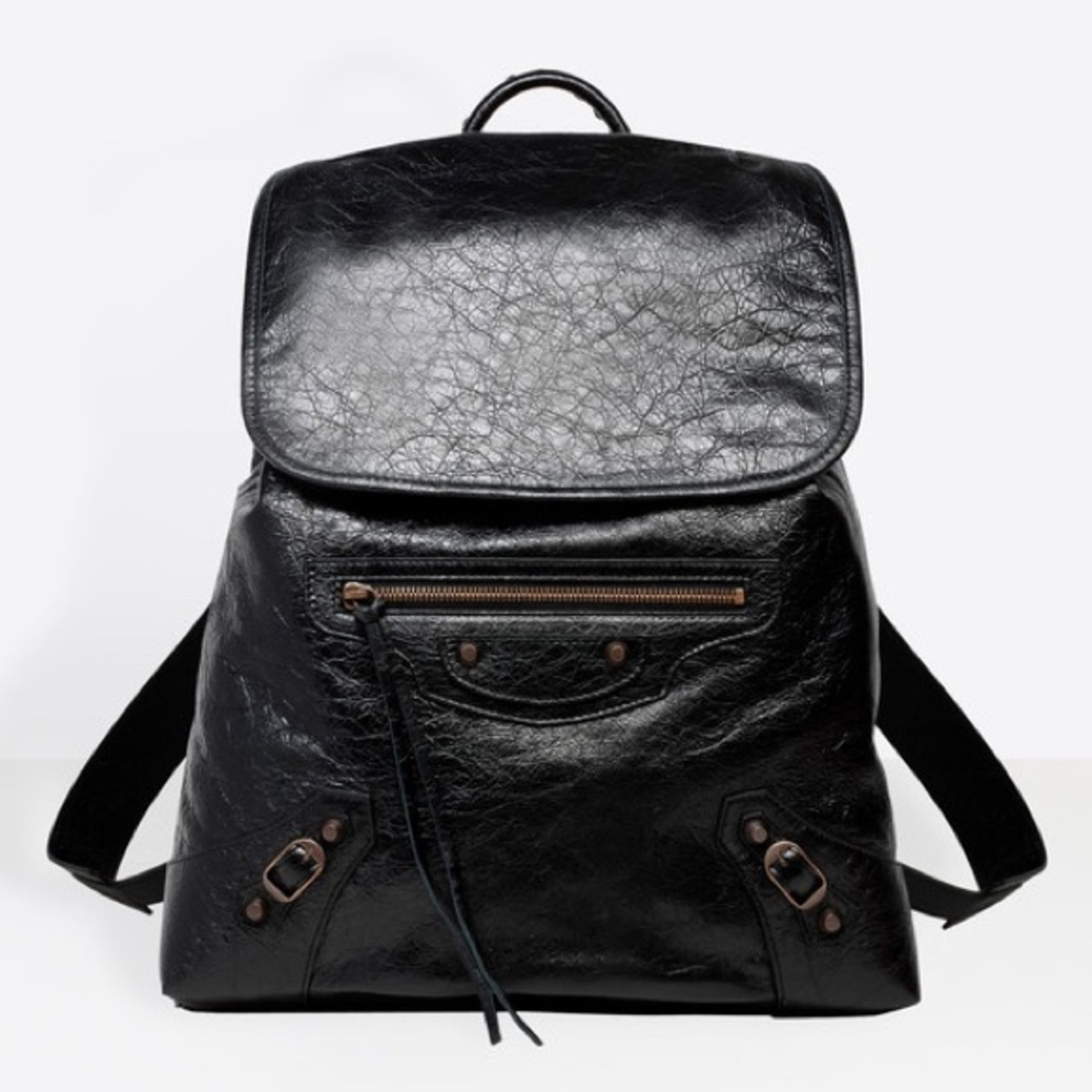 Balenciaga Black Classic Traveler Leather Backpack